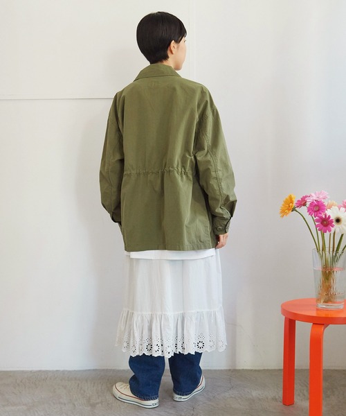 My Fav. CHILD WOMAN(マイファブチャイルドウーマン)の「コットンナイロン リップストップ アーミージャケット(ミリタリージャケット・レディース・カーキ・FREE)」の7枚目の写真