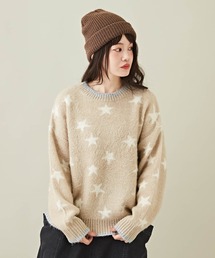 CUBE SUGAR | モヘアタッチジャガードスター柄プルオーバーニット(ニット/セーター)