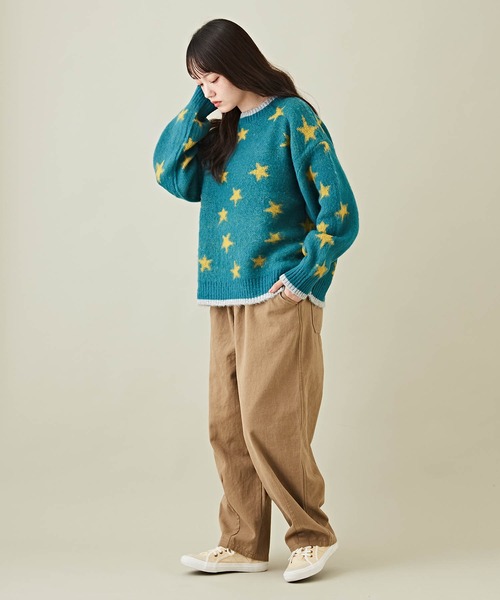 CUBE SUGAR（キューブシュガー）の「モヘアタッチジャガードスター柄プルオーバーニット（ニット/セーター・レディース・ブラック/ナチュラル/ブルー・M）」の13枚目の写真