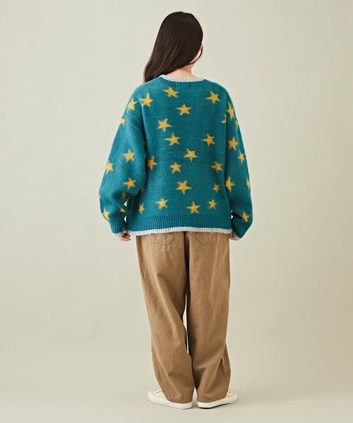 CUBE SUGAR（キューブシュガー）の「モヘアタッチジャガードスター柄プルオーバーニット（ニット/セーター・レディース・ブラック/ナチュラル/ブルー・M）」の14枚目の写真