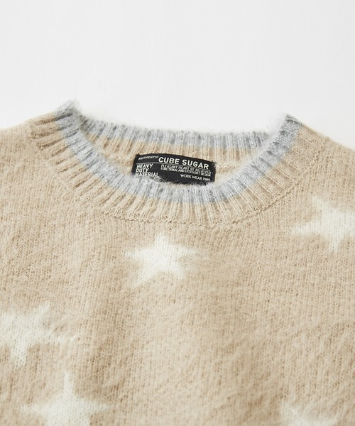 CUBE SUGAR（キューブシュガー）の「モヘアタッチジャガードスター柄プルオーバーニット（ニット/セーター・レディース・ブラック/ナチュラル/ブルー・M）」の16枚目の写真