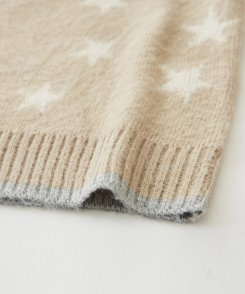 CUBE SUGAR（キューブシュガー）の「モヘアタッチジャガードスター柄プルオーバーニット（ニット/セーター・レディース・ブラック/ナチュラル/ブルー・M）」の18枚目の写真