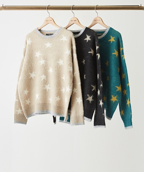 CUBE SUGAR（キューブシュガー）の「モヘアタッチジャガードスター柄プルオーバーニット（ニット/セーター・レディース・ブラック/ナチュラル/ブルー・M）」の21枚目の写真