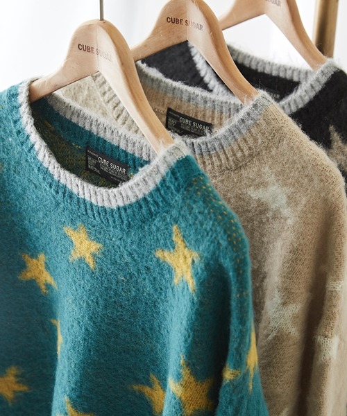 CUBE SUGAR（キューブシュガー）の「モヘアタッチジャガードスター柄プルオーバーニット（ニット/セーター・レディース・ブラック/ナチュラル/ブルー・M）」の22枚目の写真