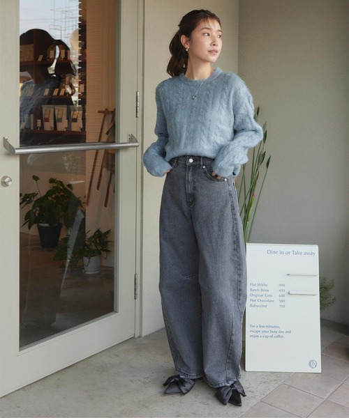 titivate(ティティベイト)の「ケーブルシャギーニット(ニット/セーター・レディース・アイボリー/ブルー/チャコール/イエロー・FREE)」の8枚目の写真