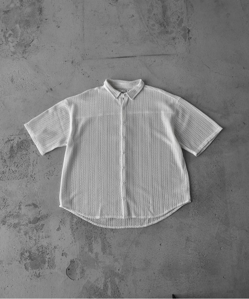 RUUBON(ルーボン)の「【RUUBON】jacquard lace half sleeve shirt / ジャガードレースハーフスリーブシャツ(シャツ/ブラウス・メンズ・ブラック/オフホワイト・L/M/S)」の20枚目の写真