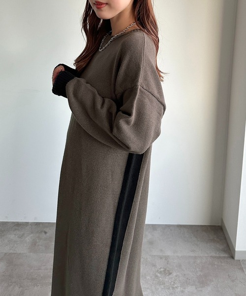 apres jour mignon(アプレジュールミニョン)の「配色ニットワンピース【ZOZOTOWN限定アイテム】(ワンピース・レディース・ブラック系その他/チャコールグレー/ブラック・フリー/X-LARGE)」の20枚目の写真