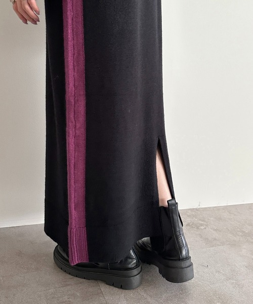 apres jour mignon(アプレジュールミニョン)の「配色ニットワンピース【ZOZOTOWN限定アイテム】(ワンピース・レディース・ブラック系その他/チャコールグレー/ブラック・フリー/X-LARGE)」の6枚目の写真
