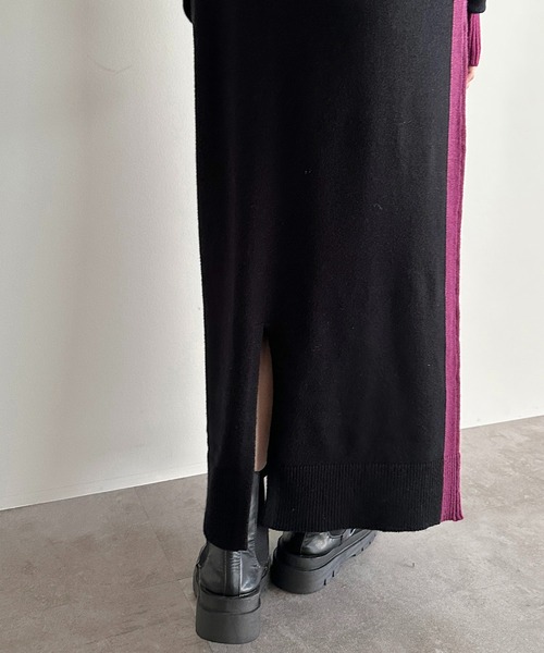 apres jour mignon(アプレジュールミニョン)の「配色ニットワンピース【ZOZOTOWN限定アイテム】(ワンピース・レディース・ブラック系その他/チャコールグレー/ブラック・フリー/X-LARGE)」の7枚目の写真