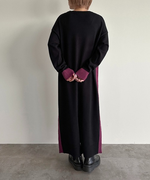 apres jour mignon(アプレジュールミニョン)の「配色ニットワンピース【ZOZOTOWN限定アイテム】(ワンピース・レディース・ブラック系その他/チャコールグレー/ブラック・フリー/X-LARGE)」の11枚目の写真