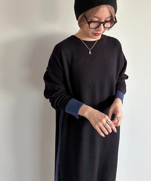 apres jour mignon(アプレジュールミニョン)の「配色ニットワンピース【ZOZOTOWN限定アイテム】(ワンピース・レディース・ブラック系その他/チャコールグレー/ブラック・フリー/X-LARGE)」の12枚目の写真
