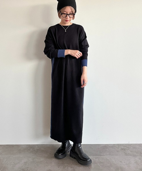 apres jour mignon(アプレジュールミニョン)の「配色ニットワンピース【ZOZOTOWN限定アイテム】(ワンピース・レディース・ブラック系その他/チャコールグレー/ブラック・フリー/X-LARGE)」の14枚目の写真