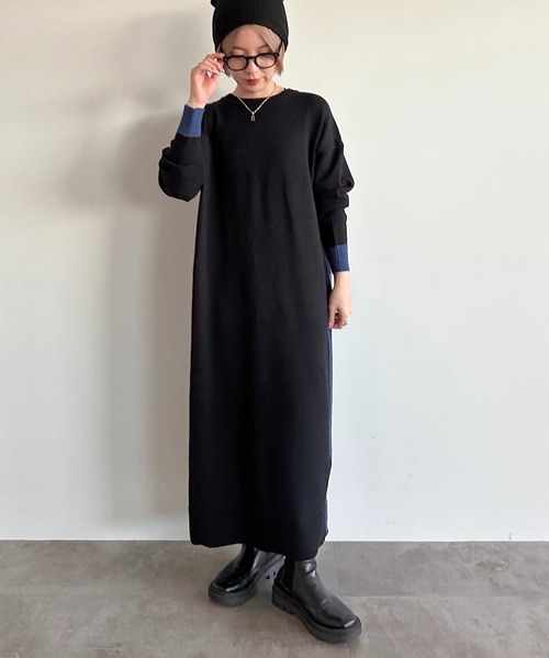 apres jour mignon(アプレジュールミニョン)の「配色ニットワンピース【ZOZOTOWN限定アイテム】(ワンピース・レディース・ブラック系その他/チャコールグレー/ブラック・フリー/X-LARGE)」の16枚目の写真