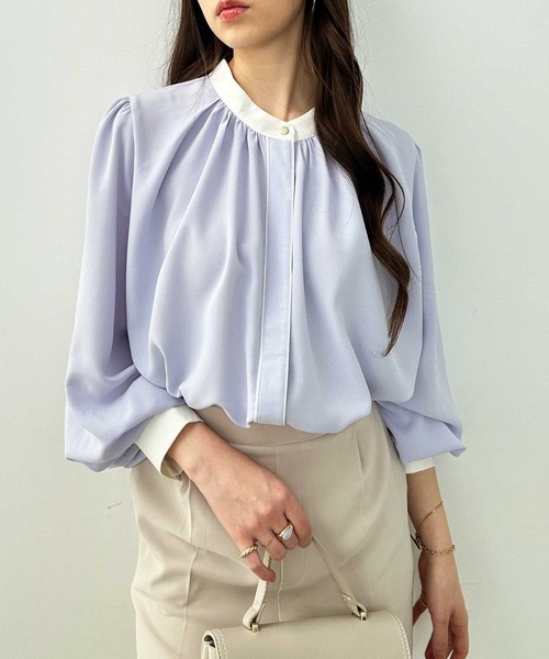 セール】春コーデにおすすめ！前後2WAYバイカラーブラウス（シャツ