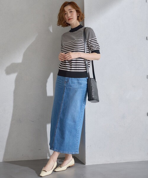 23区 L（ニジュウサンクオオキイサイズ）の「【Oggi4月号掲載/洗える】23区DENIM ストレッチ デニムスカート（デニムスカート・レディース・カーキ系/アイボリー系・50/48/46/44）」の8枚目の写真