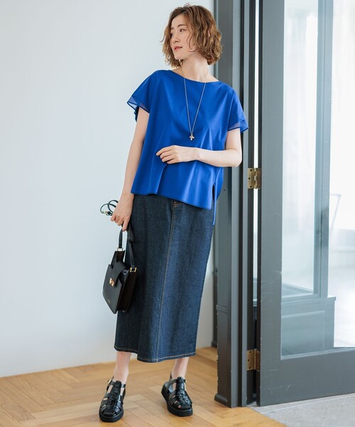 23区 L（ニジュウサンクオオキイサイズ）の「【Oggi4月号掲載/洗える】23区DENIM ストレッチ デニムスカート（デニムスカート・レディース・カーキ系/アイボリー系・50/48/46/44）」の12枚目の写真