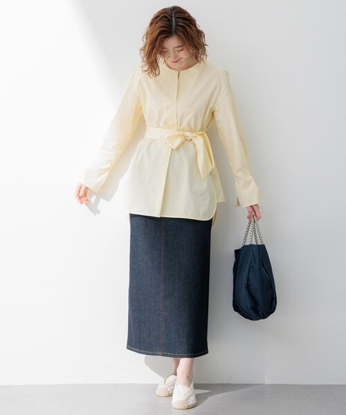 23区 L（ニジュウサンクオオキイサイズ）の「【Oggi4月号掲載/洗える】23区DENIM ストレッチ デニムスカート（デニムスカート・レディース・カーキ系/アイボリー系・50/48/46/44）」の17枚目の写真