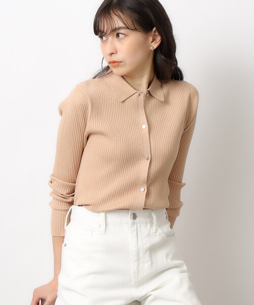 OPAQUE.CLIP(オペークドットクリップ)の「◆ラメニット前開きポロ【洗濯機洗い可】(ニット/セーター・レディース・オレンジ系/シルバー・38/40)」の2枚目の写真