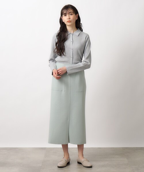 OPAQUE.CLIP(オペークドットクリップ)の「◆ラメニット前開きポロ【洗濯機洗い可】(ニット/セーター・レディース・オレンジ系/シルバー・38/40)」の3枚目の写真