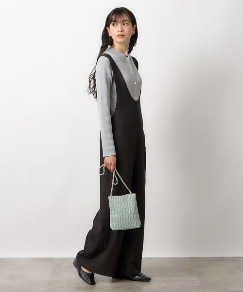 OPAQUE.CLIP(オペークドットクリップ)の「◆ラメニット前開きポロ【洗濯機洗い可】(ニット/セーター・レディース・オレンジ系/シルバー・38/40)」の4枚目の写真