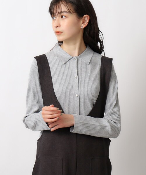 OPAQUE.CLIP(オペークドットクリップ)の「◆ラメニット前開きポロ【洗濯機洗い可】(ニット/セーター・レディース・オレンジ系/シルバー・38/40)」の5枚目の写真