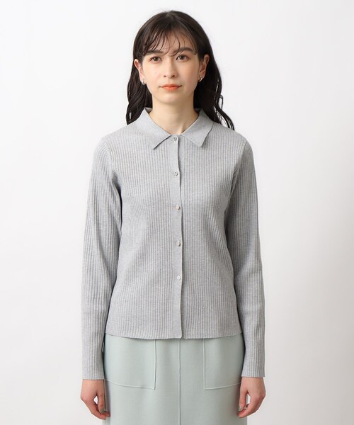 OPAQUE.CLIP(オペークドットクリップ)の「◆ラメニット前開きポロ【洗濯機洗い可】(ニット/セーター・レディース・オレンジ系/シルバー・38/40)」の8枚目の写真