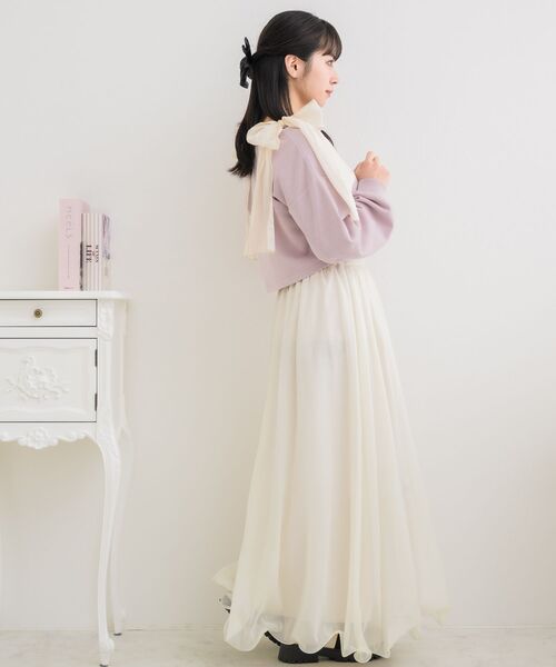 ems excite（エムズエキサイト）の「肩リボンショートトレーナー（スウェット・レディース・ブラック/ピンク/ホワイト系その他・FREE）」の9枚目の写真