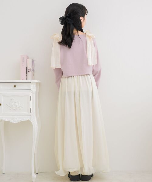 ems excite（エムズエキサイト）の「肩リボンショートトレーナー（スウェット・レディース・ブラック/ピンク/ホワイト系その他・FREE）」の8枚目の写真