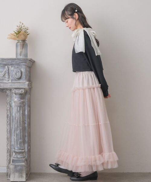 ems excite（エムズエキサイト）の「肩リボンショートトレーナー（スウェット・レディース・ブラック/ピンク/ホワイト系その他・FREE）」の22枚目の写真