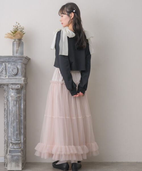 ems excite（エムズエキサイト）の「肩リボンショートトレーナー（スウェット・レディース・ブラック/ピンク/ホワイト系その他・FREE）」の20枚目の写真