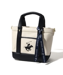 【Beverly Hills Polo Club/ビバリーヒルズポロクラブ】ワンポイントポニー刺繍PUレザートートバッグSS(ショルダーストラップ付)