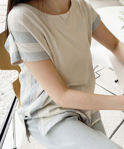Miniministore（ミニミニストア）の「ニットセットアップ 冷感タッチレディース（アンサンブル・レディース・ブラック/ブルーグレー・FREE）」の10枚目の写真