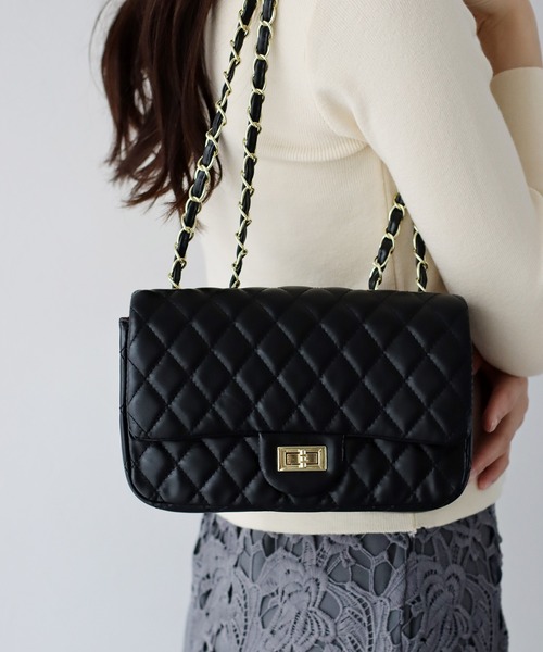 BLUEEAST（ブルーイースト）の「2WAYキルティングチェーンショルダーバッグ（ショルダーバッグ・レディース・ベージュ/ブラック・FREE）」の17枚目の写真