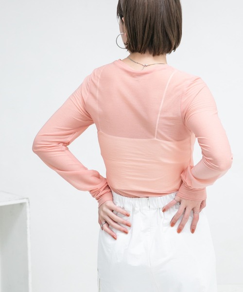 KBF（ケイビーエフ）の「ロングスリーブシアーカットソー（Tシャツ/カットソー・レディース・オフホワイト/ピンク/イエロー・ONE）」の21枚目の写真