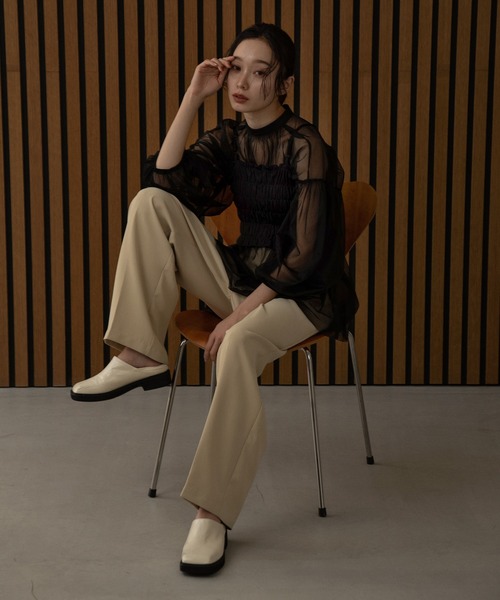 I_am（アイアム）の「puff sleeve tulle blouse / パフスリーブチュールブラウス（シャツ/ブラウス・レディース・アイボリー/ブラック・FREE）」の12枚目の写真