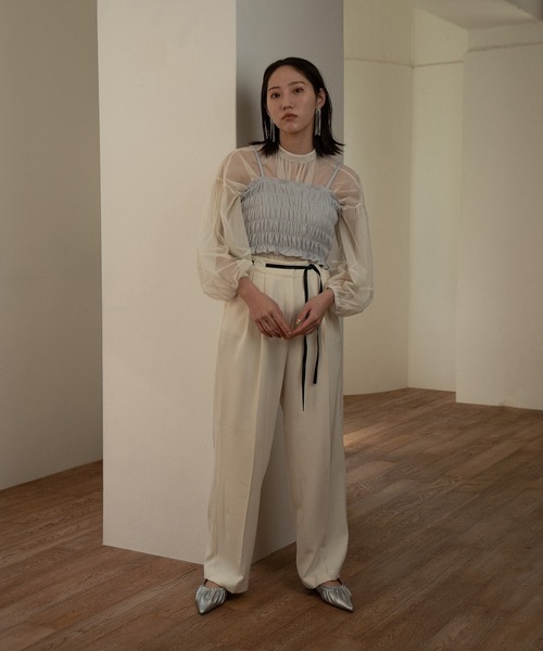 I_am（アイアム）の「puff sleeve tulle blouse / パフスリーブチュールブラウス（シャツ/ブラウス・レディース・アイボリー/ブラック・FREE）」の3枚目の写真