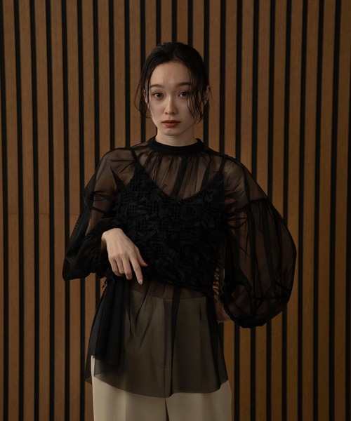 I_am（アイアム）の「puff sleeve tulle blouse / パフスリーブチュールブラウス（シャツ/ブラウス・レディース・アイボリー/ブラック・FREE）」の9枚目の写真