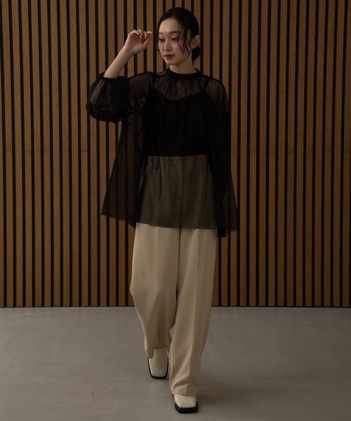 I_am（アイアム）の「puff sleeve tulle blouse / パフスリーブチュールブラウス（シャツ/ブラウス・レディース・アイボリー/ブラック・FREE）」の13枚目の写真