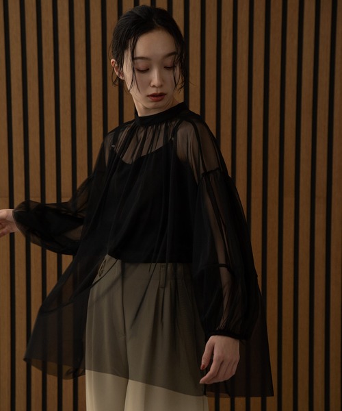 I_am（アイアム）の「puff sleeve tulle blouse / パフスリーブチュールブラウス（シャツ/ブラウス・レディース・アイボリー/ブラック・FREE）」の10枚目の写真