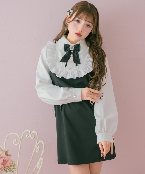 ROJITA(ロジータ)の「ボリュームヨークフリルタイトワンピース(ワンピース・レディース・ブラック/ピンク/ベージュ・FREE)」の4枚目の写真