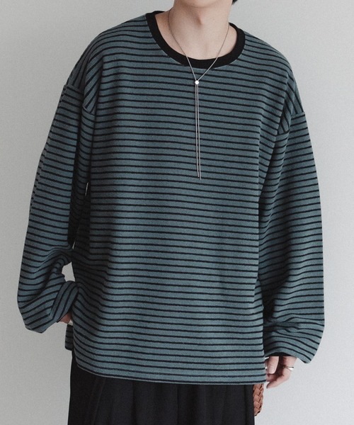 epnok(エプノック)の「ダブルフェイスボーダーロンT(Tシャツ/カットソー・メンズ・ブルー/ナチュラル/ブラック・LARGE/MEDIUM/SMALL)」の1枚目の写真