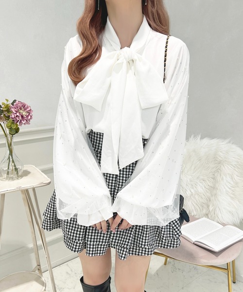 セール】キラキラスリーブボウタイブラウス【ZOZOTOWN限定アイテム