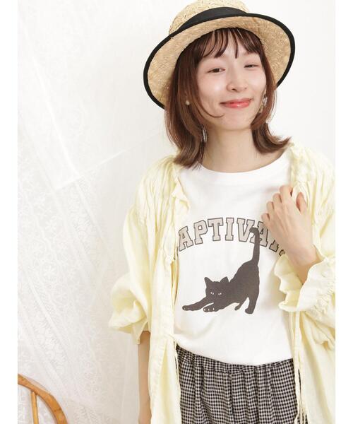 Samansa Mos2（サマンサ モスモス）の「ねこアソートロンT（Tシャツ/カットソー・レディース・チャコールグレー/オフホワイト/サックスブルー/ピンク・F）」の2枚目の写真