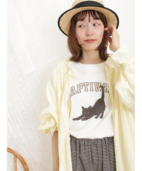 Samansa Mos2（サマンサ モスモス）の「ねこアソートロンT（Tシャツ/カットソー・レディース・チャコールグレー/オフホワイト/サックスブルー/ピンク・F）」の6枚目の写真