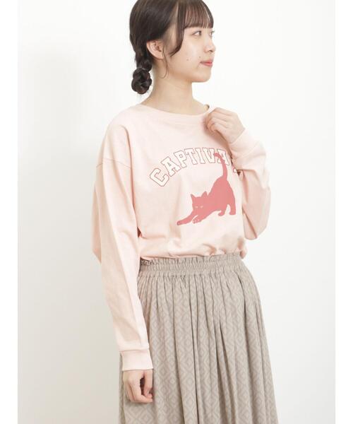 Samansa Mos2（サマンサ モスモス）の「ねこアソートロンT（Tシャツ/カットソー・レディース・チャコールグレー/オフホワイト/サックスブルー/ピンク・F）」の15枚目の写真