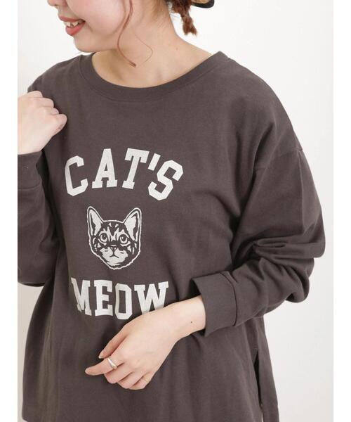 Samansa Mos2（サマンサ モスモス）の「ねこアソートロンT（Tシャツ/カットソー・レディース・チャコールグレー/オフホワイト/サックスブルー/ピンク・F）」の17枚目の写真