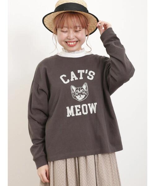 Samansa Mos2（サマンサ モスモス）の「ねこアソートロンT（Tシャツ/カットソー・レディース・チャコールグレー/オフホワイト/サックスブルー/ピンク・F）」の19枚目の写真