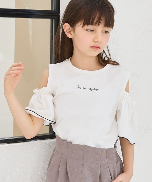 GLOBAL WORK(グローバルワーク)の「ヘビロッTEE肩あき半袖/109519(Tシャツ/カットソー・キッズ・ブラック/オフホワイト・120cm/130cm/140cm/150cm/160cm/170cm)」の7枚目の写真