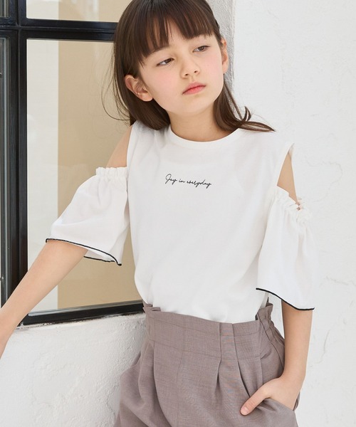 GLOBAL WORK(グローバルワーク)の「ヘビロッTEE肩あき半袖/109519(Tシャツ/カットソー・キッズ・ブラック/オフホワイト・120cm/130cm/140cm/150cm/160cm/170cm)」の8枚目の写真