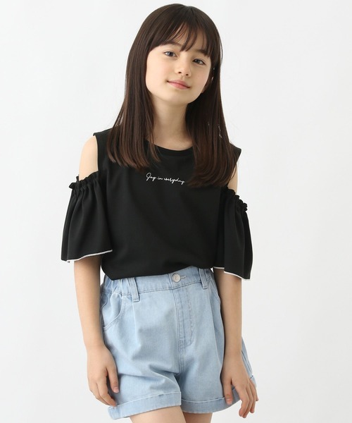 GLOBAL WORK(グローバルワーク)の「ヘビロッTEE肩あき半袖/109519(Tシャツ/カットソー・キッズ・ブラック/オフホワイト・120cm/130cm/140cm/150cm/160cm/170cm)」の15枚目の写真